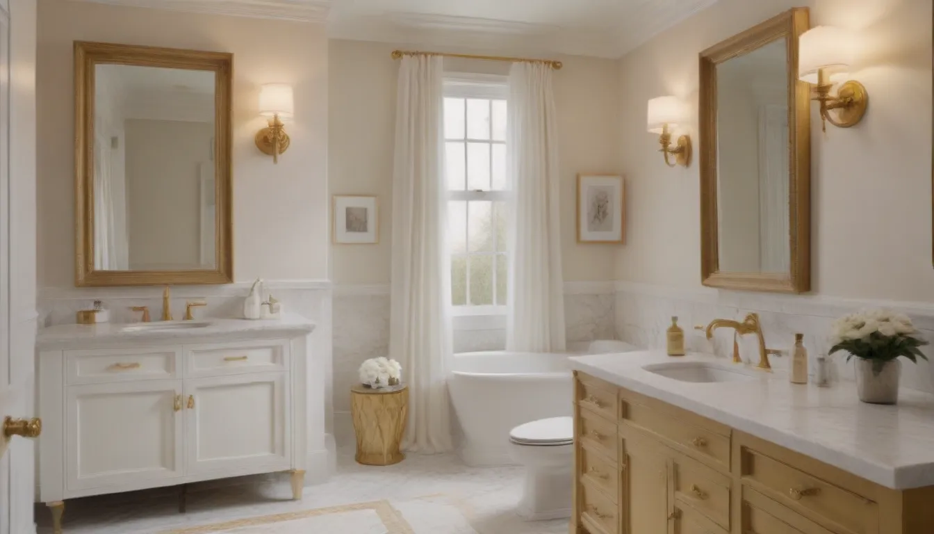 Elevate Your Bathroom with 25 Luxurious White and Gold Bathroom Ideas